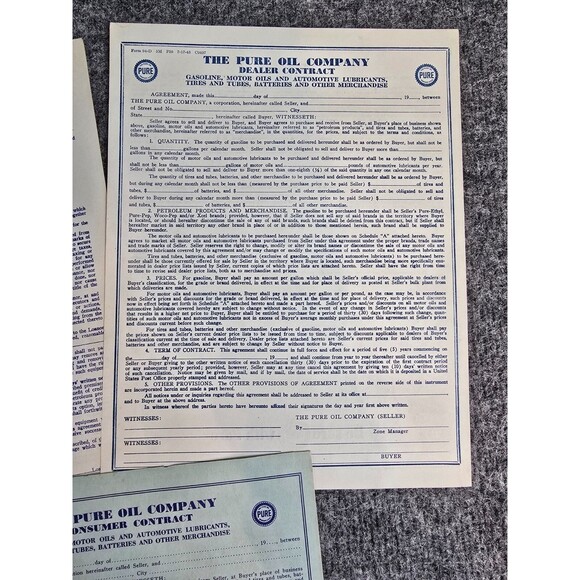 Pure Oil Company Advertising Documents Consumer, Dealer Agreements Equipment 40s - Picture 3 of 7